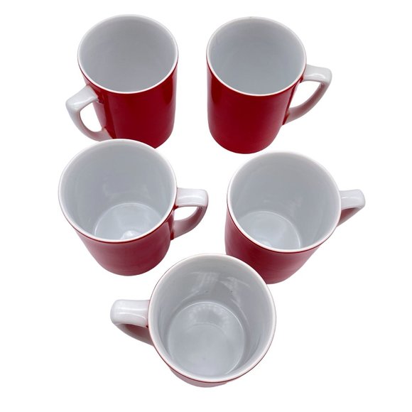 Vintage MCM coffee set Japan red white OCM coffee pot six cups ceramic - Picture 11 of 12